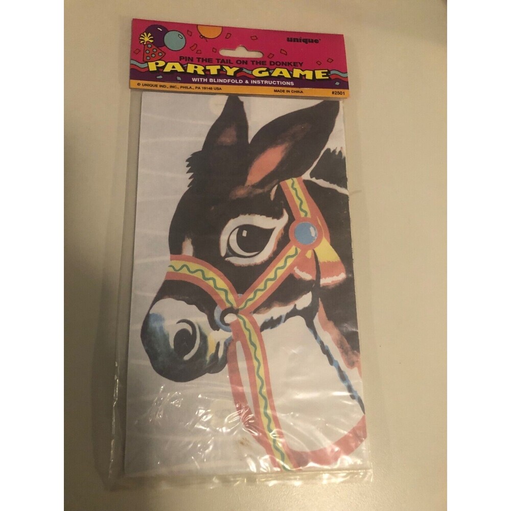 Pin the Tail on the Donkey Party Game with Blindfold & Instructions Vintage